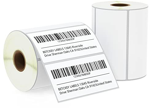 BETCKEY - 102mm x 51mm(4 in x 2 in) Perforadas Etiquetas Térmicas para Código de Barras, Envío y Uso Múltiple Compatible con impresoras Zebra y otras [2 Rollen/1500 Etiquetas]