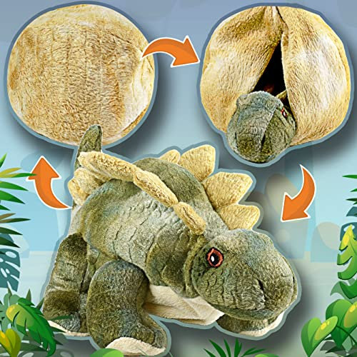 Creanino Dino Kuscheltier 2 in 1 | Plüschtier zum Wenden [Stegosaurus Drake] Dinosaurier Kuscheltier | Plüschtier Dinosaurier | Wende Kuschel Tier | Dino-Plush | Stegosaurus