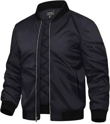 TACVASEN Bomber Jacket Mens Winter Coats Casual Warm Baseball Coat Zip Up Flying Jacket with Pocket Black,S