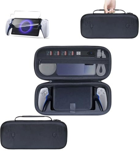 JOYSOG Playstation Portal Tragetasche für Sony PS5 Playstation Portal Remote Player Handheld Konsole Aufbewahrungstasche & Handheld Displayschutzfolie, Schwarz , Handbag+ 2*Screen Protector,