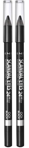 Rimmel London ScandalEyes Kohl Kajal Matita Occhi, Waterproof, Nero (001 Black) (Confezione da 2)