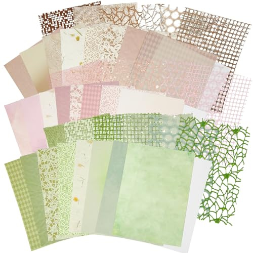 Set di carta per album da 45 fogli, kit per album di carta strutturata fatta a mano, Mix Mesh Fabric 7,1x5,2 pollici di carta a rete Carta fatta a mano per forniture di album di ritagli