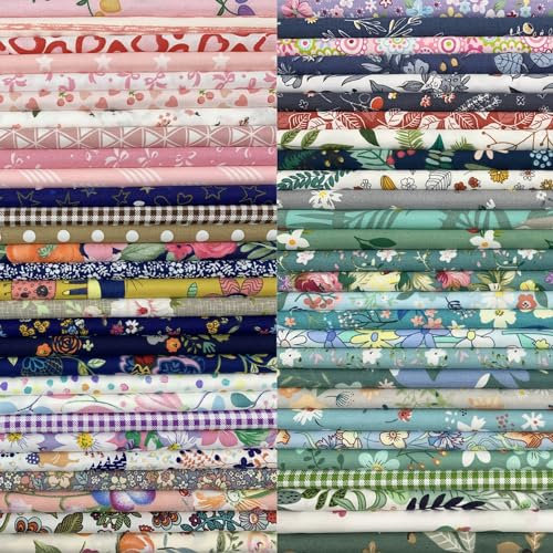 EDGEAM 57 Stück Quiltingstoffe 25x25cm Baumwollstoff Patchwork Stoffpaket, Stoffe zum Nähen Baumwolle für Quilten DIY Handwerk Scrapbooking
