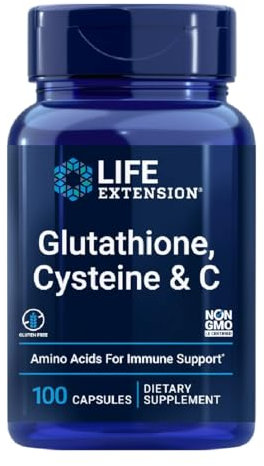 Life Extension Glutathione, Cystéine & C - 100 Capsules - Antioxydant Puissant pour la Santé Immunitaire et Cellulaire