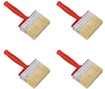 Lot de 4 applicateurs de peinture pratiques à poils naturels - Idéal pour les revêtements solvants - Huile pour bois verni - Murs et terrasses