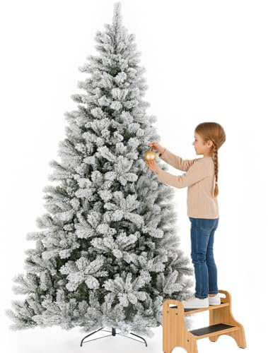 BAKAJI Albero di Natale Innevato Bianco, Foltissimo 1420 Rami a Innesto, Decorazione Natalizia Molto Folta, Punte Bianche e Base a Croce, Addobbo Natalizio Molto Pieno (Innevato Winter Palace, 210 cm)