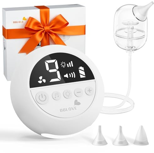 BBLOVE Nasal Aspirators for Baby, Hospital Grade Electric Nose Suction with 9 Levels Suction, Night Light, Nursery Rhyme Soothing Function, Baby Nose Sucker with Food-Grade Silicone Tips