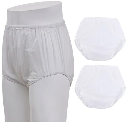 3 Piezas De Pañales Para Adultos, Bragas Lavables Para Incontinencia Urinaria, Ropa Interior, Material De PE, Pantalones De Plástico Impermeables white,XL