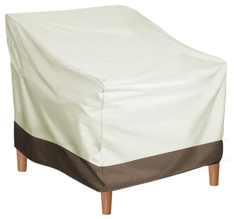 Copertura Protettiva per Sedie Impilabili da Giardino, Protettore per Mobili da Esterno Tessuto Oxford Resistente all'Acqua e Antipolvere Strumento per Sdraio, Divano Singolo (Beige)