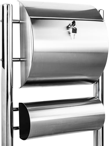 Maxstore STILISTA Standbriefkasten, V2A Edelstahl, Zeitungsfach, Modellwahl, Halbrund