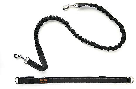 Mighty Paw Hands Free Dog Leash | Bungee Waist Leash for Dog Walking. Pet Running Hands Free Tether for Large, Medium & Small Breeds. Pet Waist Belt (36 - 48) Up to 150 lbs - Black