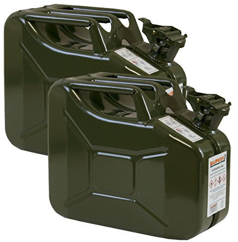 2er Set 10 Liter Benzinkanister Metall GGVS mit Sicherungsstift oliv/grün Armee