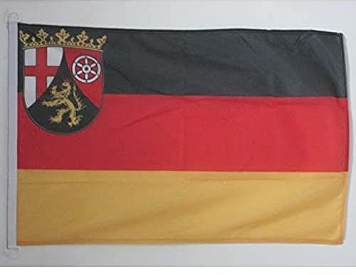 AZ FLAG - Drapeau Rhénanie-Palatinat - 45x30 cm - Pavillon Nautique Rheinland-Pfalz - Land Allemagne Spécial Bateau Et Extérieur En Maille Bloquée Avec Anneaux Plastiques Intégrés - 30g