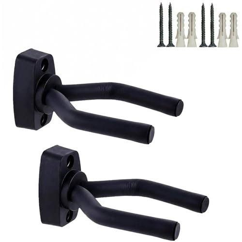 CAIHONG Guitar Wall Mount 2 Pack, Guitar Wall Hangers Hook Bracket Holder Stand Display with Screws - Easy to Install - Fits All Size Guitars, Bass, Mandolin, Banjo, Ukulele