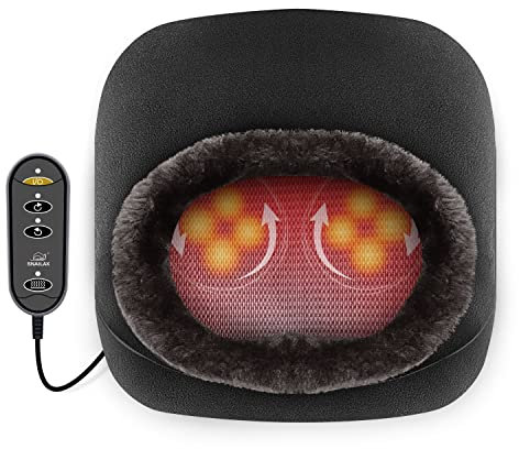 Snailax 2 en 1 Massage pieds shiatsu chauffant- Masseur avec chaleur et Coussin de massage pour le dos, Réchauffe-pieds et Soulagement des douleurs Cadeau Noël Homme Maman