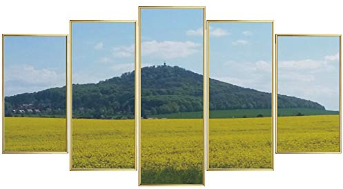 RAABEC Polyptychon Alurahmen 132 x 72 cm für Malen nach Zahlen (Gold) | Fertig montiert, mit Rückwand, ideal für Malen nach Zahlen z.B. von Schipper, ohne Glas