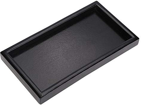 Bandeja de madera para servir, estante organizador de utensilios de madera maciza con forma rectangular para desayuno, almuerzo, cena, café, barbacoa(22x12x2cm)