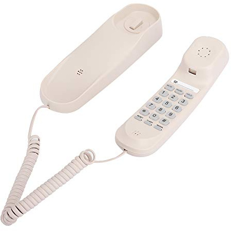 ciciglow Teléfono de Pared, TC990 Teléfono Fijo con Cable Beige Teléfono Fijo para Colgar en la Pared para Montaje en Mesa para Hotel Habitación de huéspedes Ascensor Familiar Baño