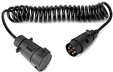 QWORK® 3 Meter 7 Pin Trailer Light Board Verlängerungskabel Spiralkabel mit Stecker auf Buchse Schleppadapter Steckdose für Auto Caravan Truck