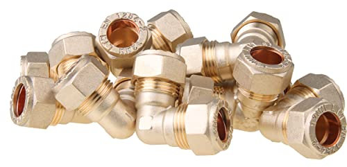 LTWFITTING 12MM OD 90 Degree Compression Elbow, Brass Compression Fitting (Pack of 10)