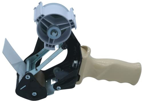 FLG | Handabroller  Geräuscharm Schwarz  Klebebandabroller Metallgehäuse Paketbandabroller - 50 mm Abroller Paketband