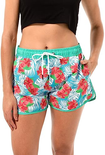 riemot Pantalones Cortos de Natación para Mujer-Bañador de Verano con Cordón Ajustable-Bolsillos con Cremallera y Secado Rápido-Pantalones Cortos de Playa para Mujer con Malla Interior S-XXL