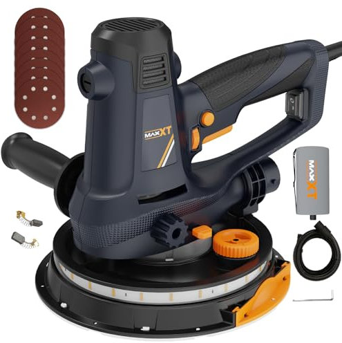 MAXXT 810W Handheld Drywall Sander, Electric Sander for Walls,Rough and fine Sanding - Variable Speed, Upgraded Pad, Adjustable Suction, Self-Dust-Extraction, 8 Pcs Sanding Discs