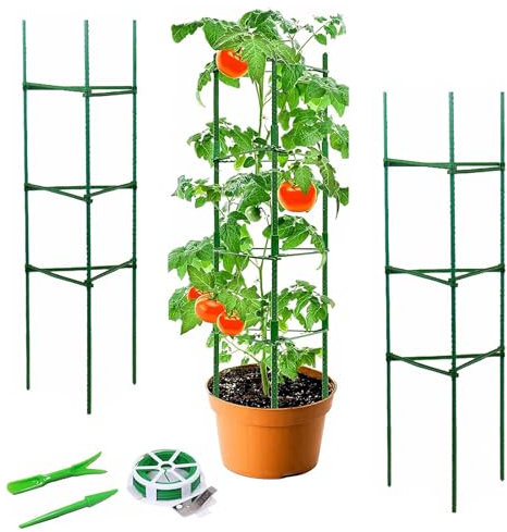 Ideal Swan 3er Set Tomaten Rankhilfe,Pflanzenstütze Rankgitter verstellbare Garten staudenhalter vertikalen Klettern Pflanze unterstützt Stöcke Rahmen für Gemüse Blumen Obst wachsen-120cm