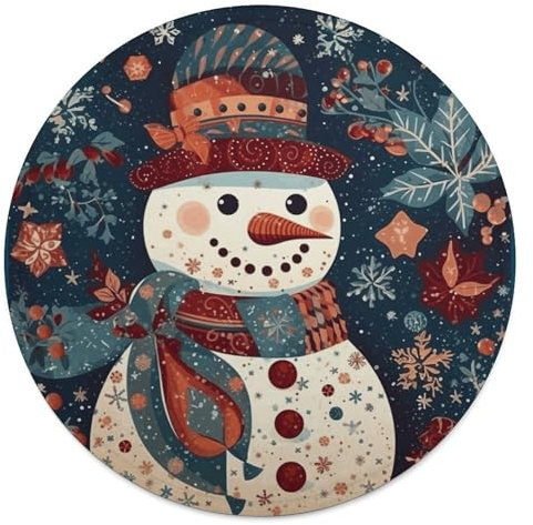 Rundes Strandtuch, Schneemann, Patchwork-Muster, bedruckte Reisedecke, personalisierte Decke, Yoga-Decke, Mikrofaser, Strandtuch, dicke Tischdecke, Unisex