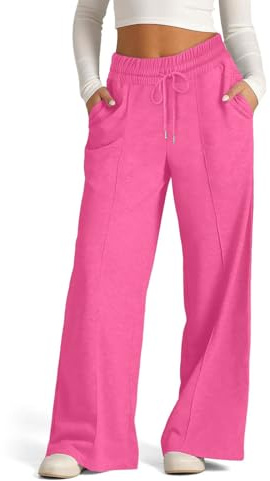 EIRUKON Pantalon Chandal Mujer Anchos Pantalon Deporte de Jogger Pantalones Elásticos de Cintura Alta con Cordón y Bolsillos Suaves Ligeros Pantalón