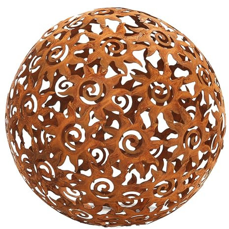 Kobolo Gartenkugel Kula, Ø 28 cm, braun, Metall in Rostoptik, dekorative Kugel für Garten, Outdoor & Gartendekoration im Vintage-Design - ideal für den Außenbereich