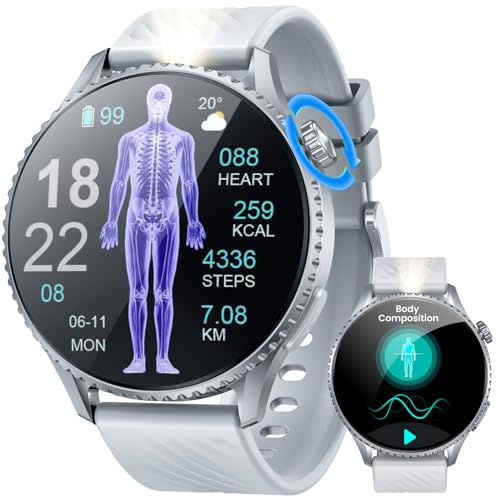 Smartwatch Herren mit EKG+HRV Fitnessuhr: 1.56 AMOLED mit Bluetooth Telefonfunktion Smart Watch 24H Herzfrequenz Blutdruck Schrittzähler Fitness Tracker IP67 Wasserdichte Uhr Kompatibel iOS Android