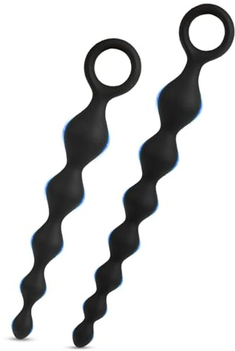 BDSMAGE 2 Piezas Bolas Anales de Silicona Plug Anal, Consolador Anal Butt Plug Cadena Anal con Anillo de Tracción, Juguetes Anales Masturbador de Ano Juguete Sexual Erótico