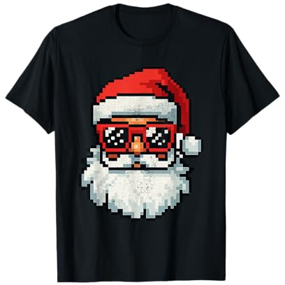 Gafas de Sol Retro con Cara de Papá Noel, Pijama de Navidad Camiseta