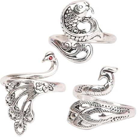 IWOWHERO 3 St Flätade Ringset Ringverktyg Virkad Ring För Finger Virkade Fingeröglor Fingerprydnad Professionell Stickring Sömnadsverktyg Flätverktyg Finger Silver