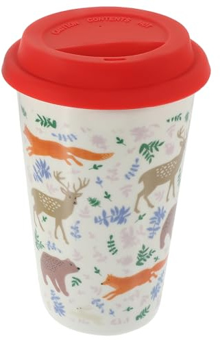 Gatuida Taza de Cerámica Navideña sin Asa 400 Ml con Tapa de Silicona y Cuchara Diseño Festivo para Café Té y Leche en Hogar Oficina y Fiestas de Navidad Color Color Aleatorio