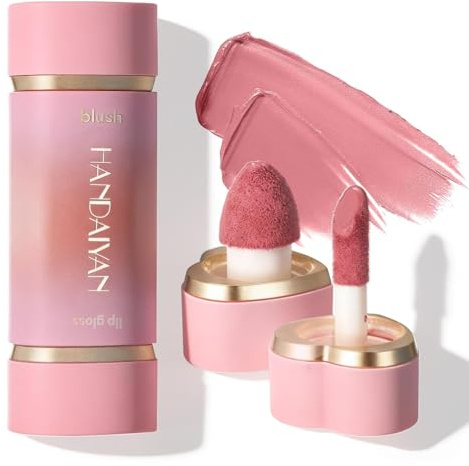 U-Shinein Liquid Blush & Lip Gloss Duo 01 | Highly pigmented 2-in-1 color, long-lasting natural, cheeks & lips, lightweight creamy, buildable finish