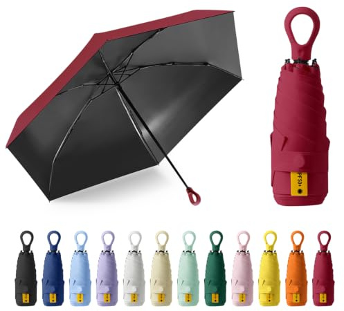 Ancuioyz Mini parapluie pliant 6 Branches, protection UV, Résistant Au Vent, Compact Et Léger, Convient pour les voyages - unisexe