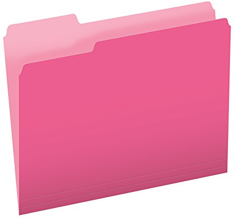 Pendaflex Pink File Folders, 100 Pack, Letter Size (8.5 x 11), Durable Pink Folders, 3 Tabs for Easy Labeling, Colorful School, Office & Home Document Organization