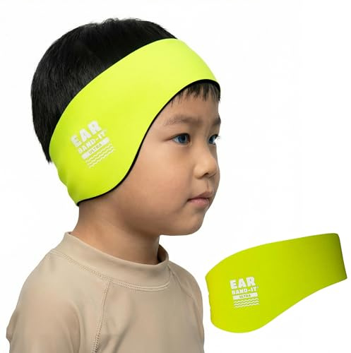 Earvolution Ear Band-It Ultra Swimming Headband, American Brand, Doctor-Invented - Sensory-Friendly- Anti-Slip Grip &Thick Neoprene for Max Protection/Comfort, Holds Earplugs In, (Neon Yellow, Medium)