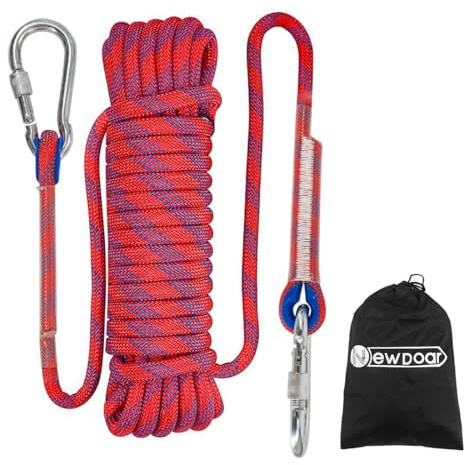 NewDoar 12KN Corde Flottante Marine 10mm Corde d'amarrage 10M/20M/30M Corde d'amarrage pour la Navigation, Le mouillage, Le Camping, la pêche et l'auvent de Tente avec 2 crochets-Rouge/20M