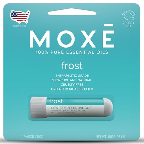MOXE Frost - Energizing Aromatherapy Nasal Inhaler - Alleviate Headaches, Boost Focus & Energy - Cooling Sinus Blaster - Includes Peppermint, Eucalyptus, & Wintergreen Essential Oils - USA (1-Pack)