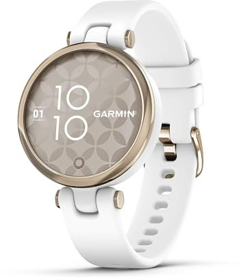 Garmin Lily, édition Sport – Montre connectée pour Femmes avec Suivi Forme et santé, autonomie Longue durée – Cream Gold avec Bracelet Blanc - Cadran 34 mm