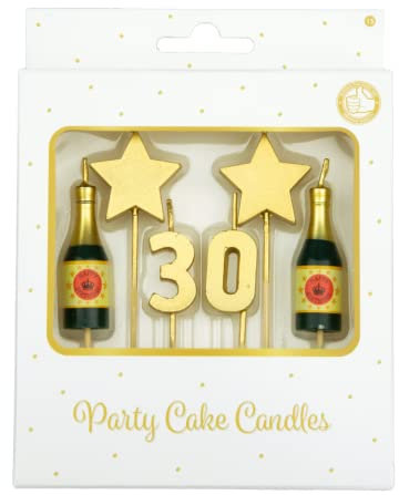 PD-Party - Geburtstagskerzen für Kuchen & Torten - Geburtstagsdeko - Goldene Kuchenkerzen für Geburtstagsfeiern von Kindern & Erwachsenen - Zahlenkerzen - Nummer Kerze - Größe 3 x 9 x 1 cm - 30 Jahre