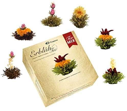Creano Mélange de fleurs de thé - 6 Fleur de thé blanc, vert et noir, cadeau pour femme