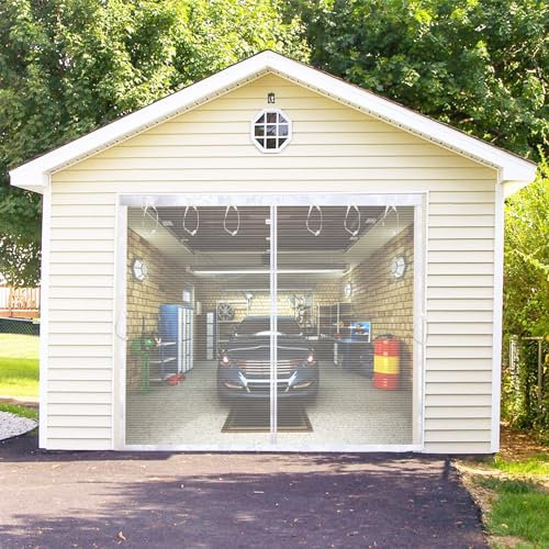 Magnetiskt garageportskydd, 365 x 213 cm, garageportskydd, 1 bil, garage, garage, gym, dörr, 365 x 213 cm, högkvalitativ glasfiberdörrgardin, starka magneter, hållbar, enkel att installera