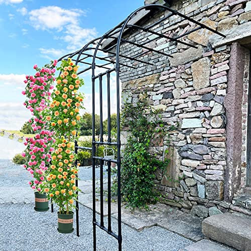 Halbseitiger Gartenbogen, an der Wand befestigter Rosenbogen aus Metall, Halbrunder Torbogen Rankhilfe Pergola Rankgitter, für Rasen/Hinterhof/Terrasse Kletterrosenpflanzen ( Color : Nero , Size : 0.6