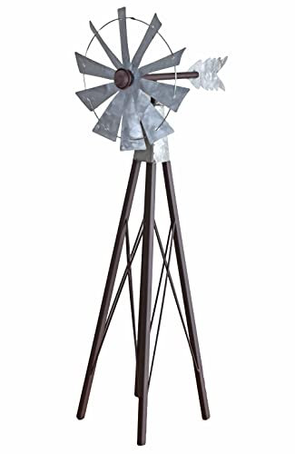 Girandola da giardino Arizona in stile americano – Scacciapensieri in metallo con cuscinetti a sfera – Route 66 Ruota Texas – Mulino a vento per giardino e terrazza – Ø rotore 21 cm – H 62 cm