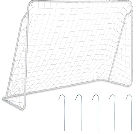 Relaxdays Fußballtor Garten, Kinder & Erwachsene, Soccertor groß, HBT: 153x217x75 cm, Metall, stabiles Tor Fußball, weiß, 80% Stahl, 153 x 217 x 75 cm