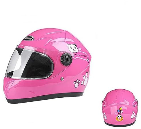 Children Full Face Motorcycle Helmet with Visor, Boys Girls Electric Bicycle Kart Crash Helmet, Youth Scooter Cruiser ATV Dirt MTB Bike Racing Helmet for 4-10 Years Kids, DOT Approved-A||50-55CM
